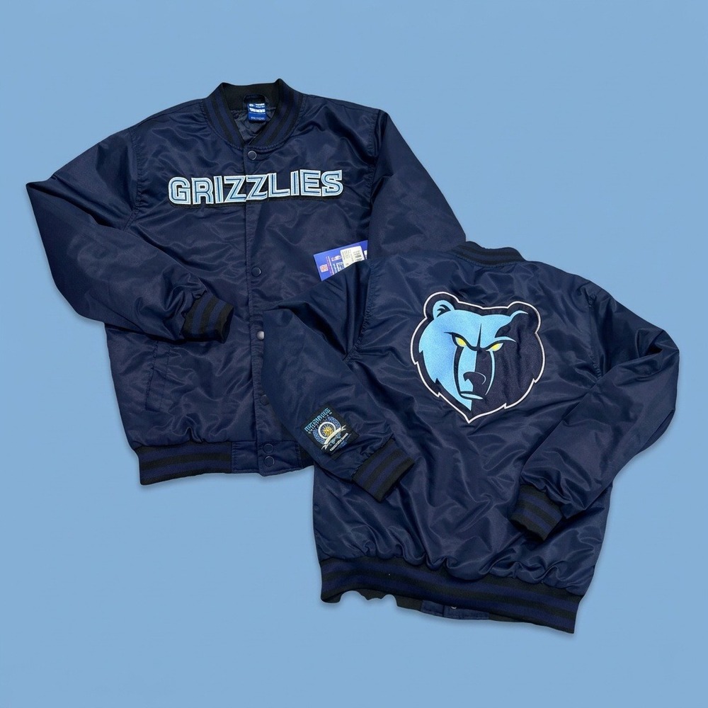 Memphis Grizzlies Jacket Mens Medium NBA Ultra Game Blue Varsity Bomber NWT $125